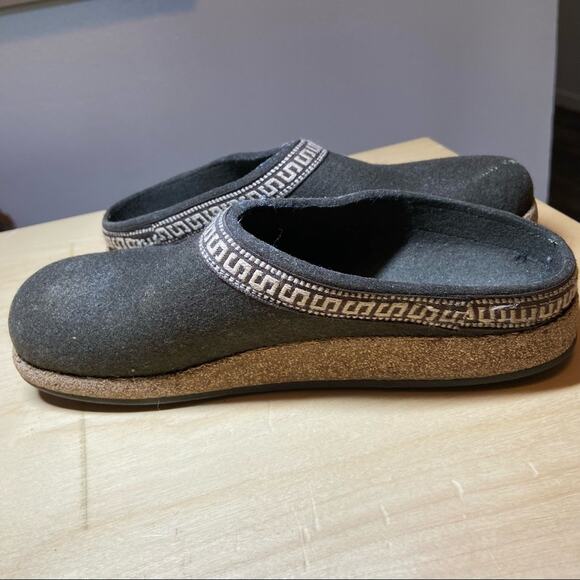 Haflinger grizzly classic mule clog Aztec wool cork 6.5 guc brown - Picture 3 of 4